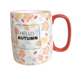 "Hello Autumn" Textured Leaf Fall COFFEE CUP  / Mug